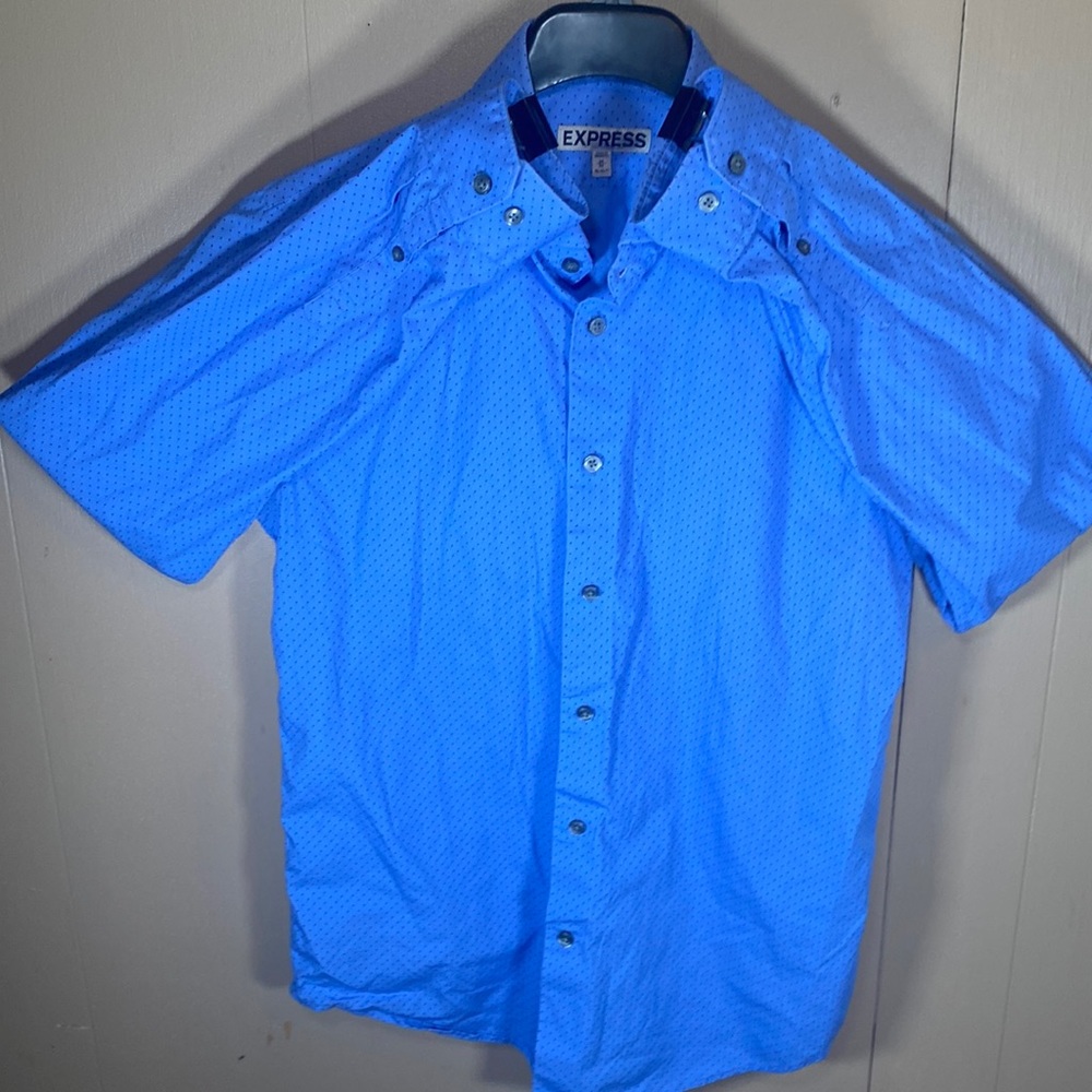 Express Medium Blue and Black Dress Shirt